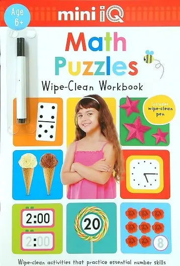 Math Puzzles Wipe-Clean Workbook (Mini Iq, Age 6+)